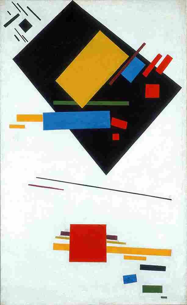 mal Suprematist Painting with Black Trapezium and Red Square Art A4 Photo Print