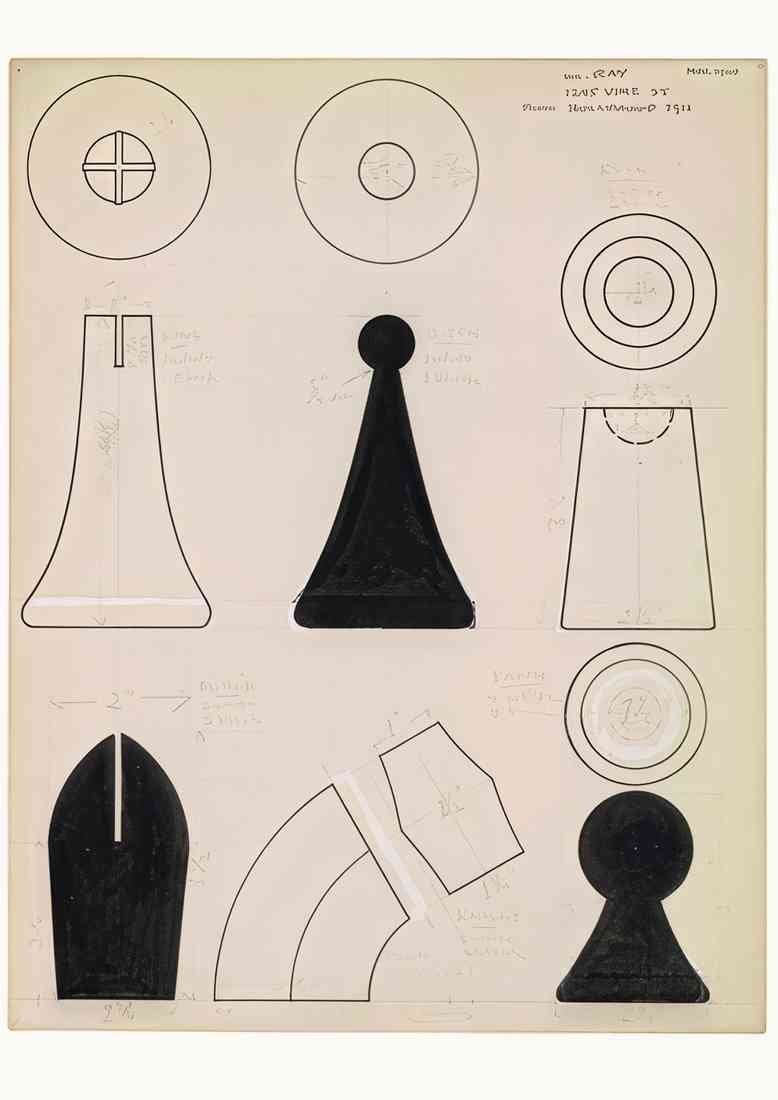 man ray 1946 series iii wood chess set dedrawing 2 A4 Photo Print