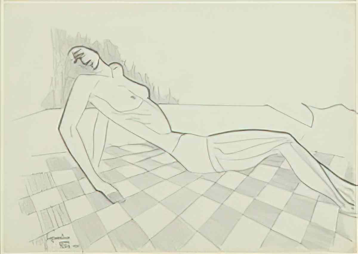 man ray drawing of a nias spoon object and geometrical study Art A4 Photo Print