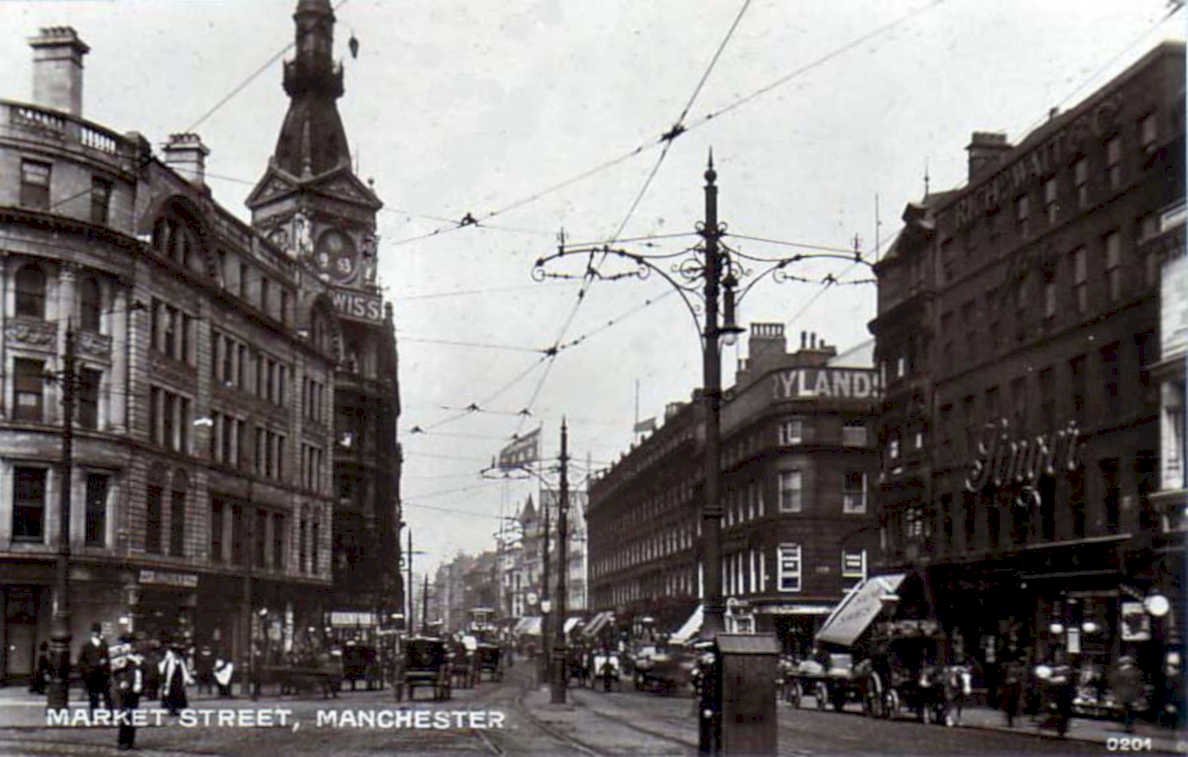 manchester street scene 1Vintage 1880s 1900s A4 Photo Print
