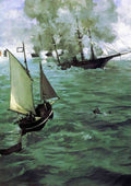 manet a Battle of the Kearsarge and the Alabama CROP A4 Photo Print