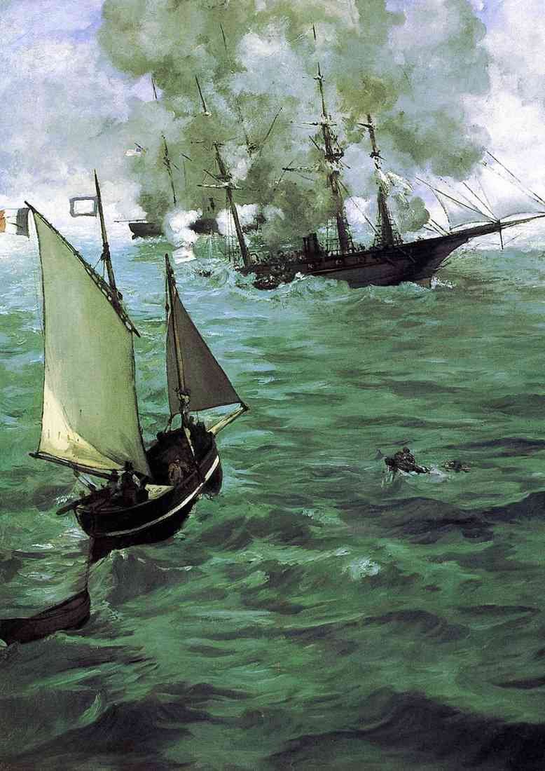 manet a Battle of the Kearsarge and the Alabama CROP A4 Photo Print