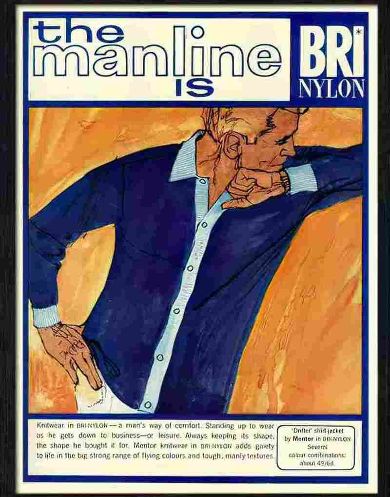 manline bri nylon menswear 1960s Advert A4 Photo Print