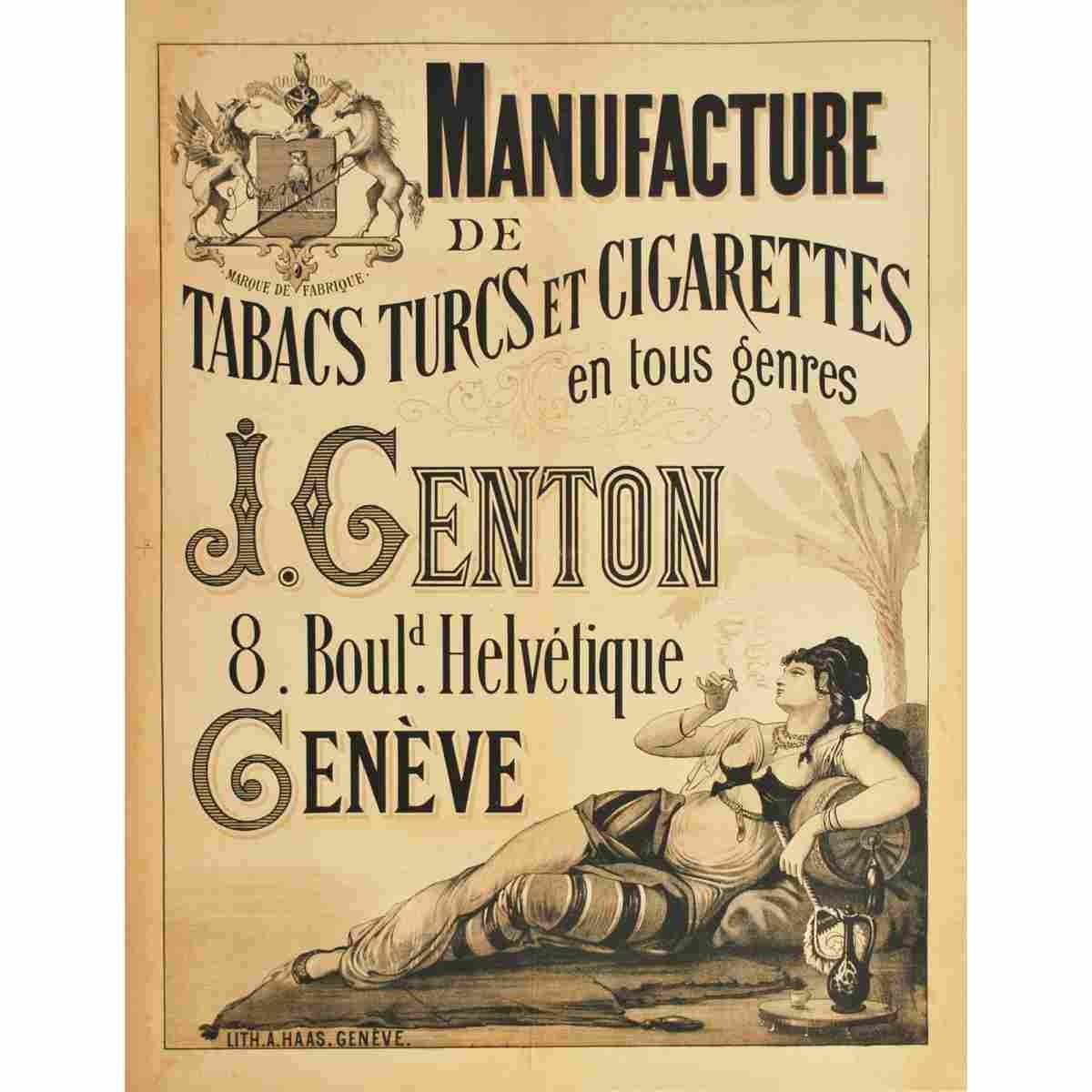 manufacture de tabacs j genton geneve vers 1880 7 Advert A4 Photo Print