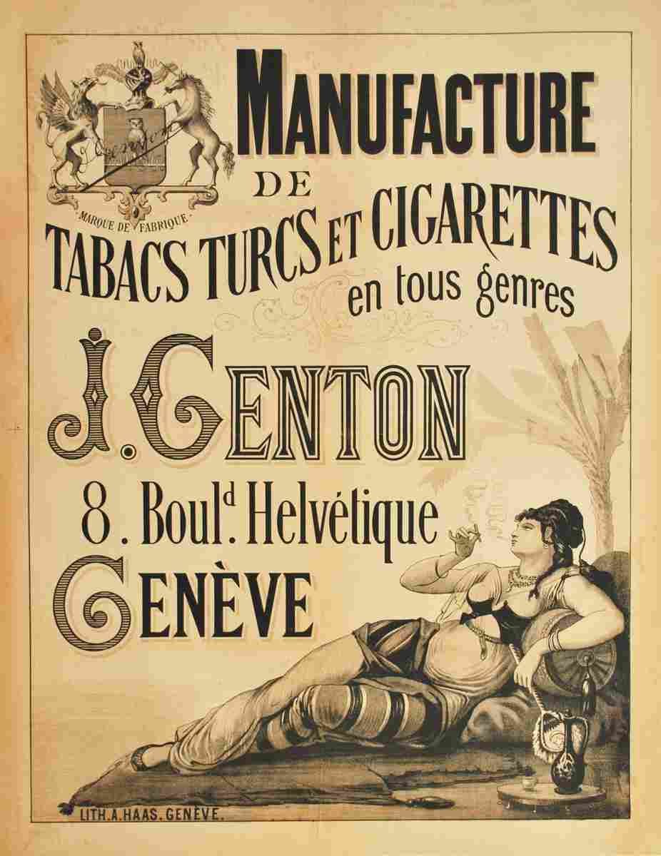 manufacture de tabacs j genton geneve vers 1880 9 Advert A4 Photo Print