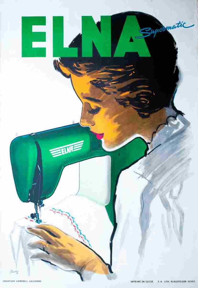 marcus campbell elna vers 1950 9 Advert A4 Photo Print
