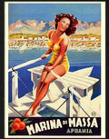 marina di massa italian travel poster 1949 Advert A4 Photo Print