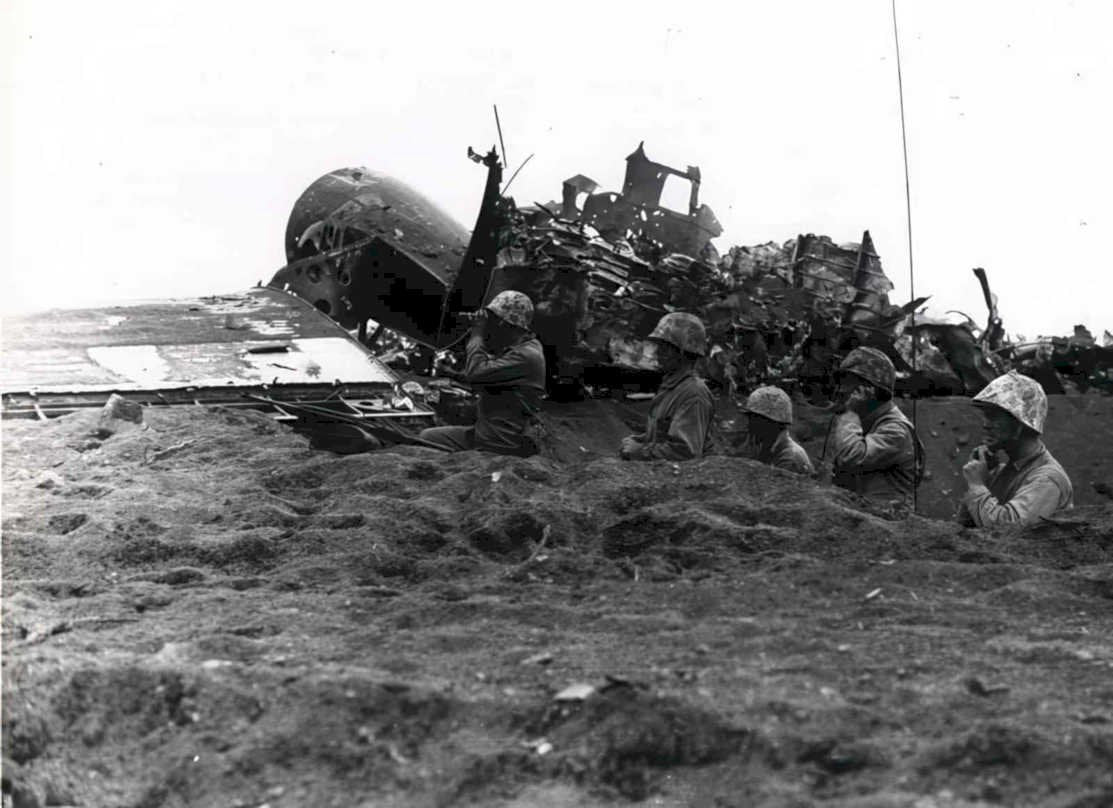 marines aircraft wreckage Vintage world war A4 Photo Print