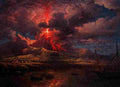 marlow Vesuvius Erupting at Night Art A4 Photo Print