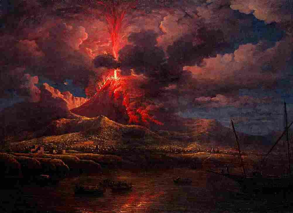 marlow Vesuvius Erupting at Night Art A4 Photo Print