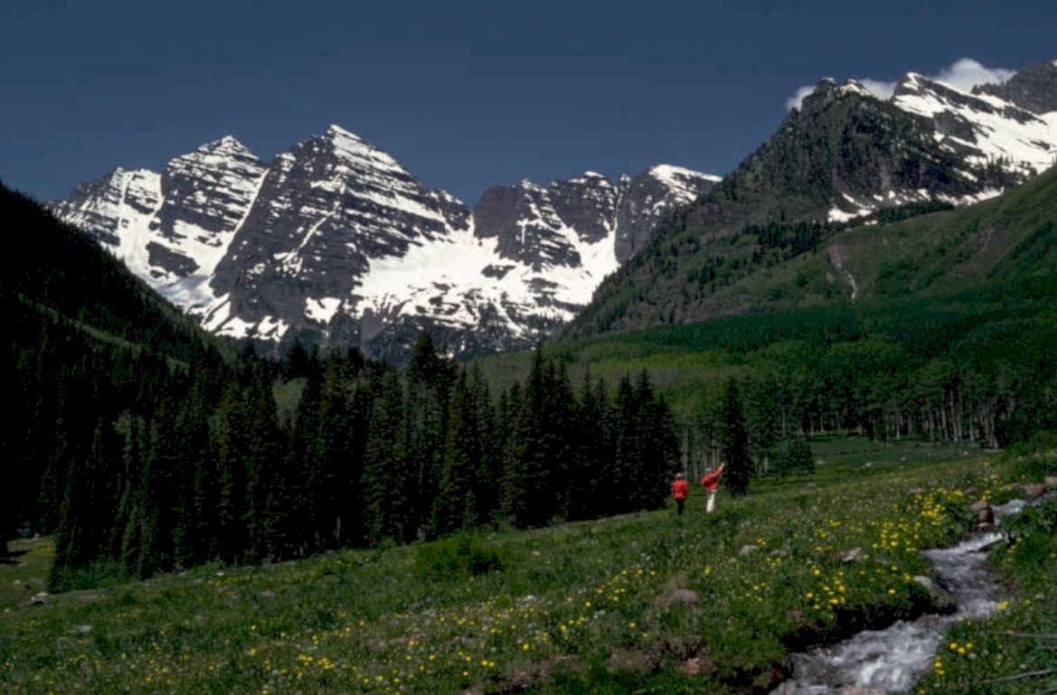 maroon bells hiker 1980s 1990s A4 Photo Print