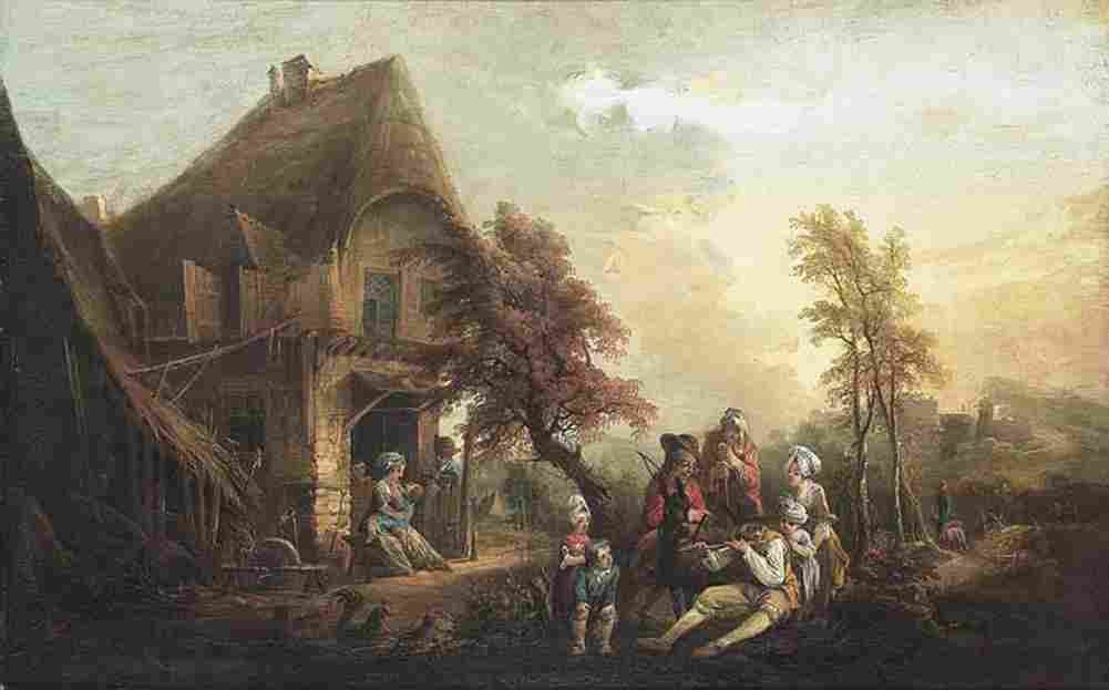 mart Landscape with House and Musicerande Societies Art A4 Photo Print