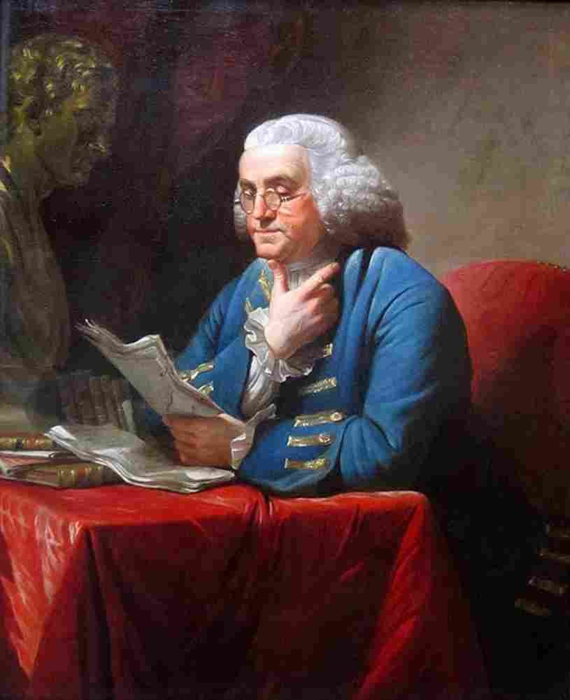 martin Benjamin Franklin with Bust of Isaac Newton Art A4 Photo Print