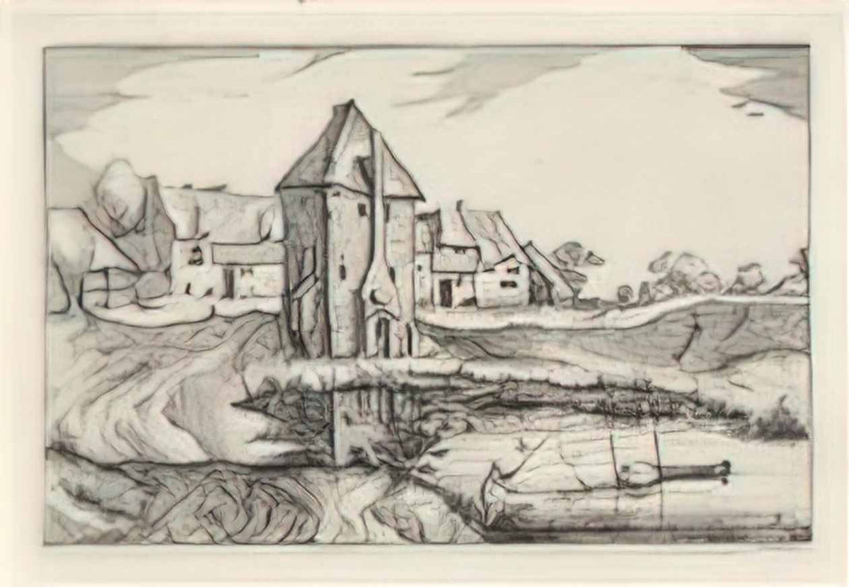 master of the small landscapes tower on a river 1 Art A4 Photo Print