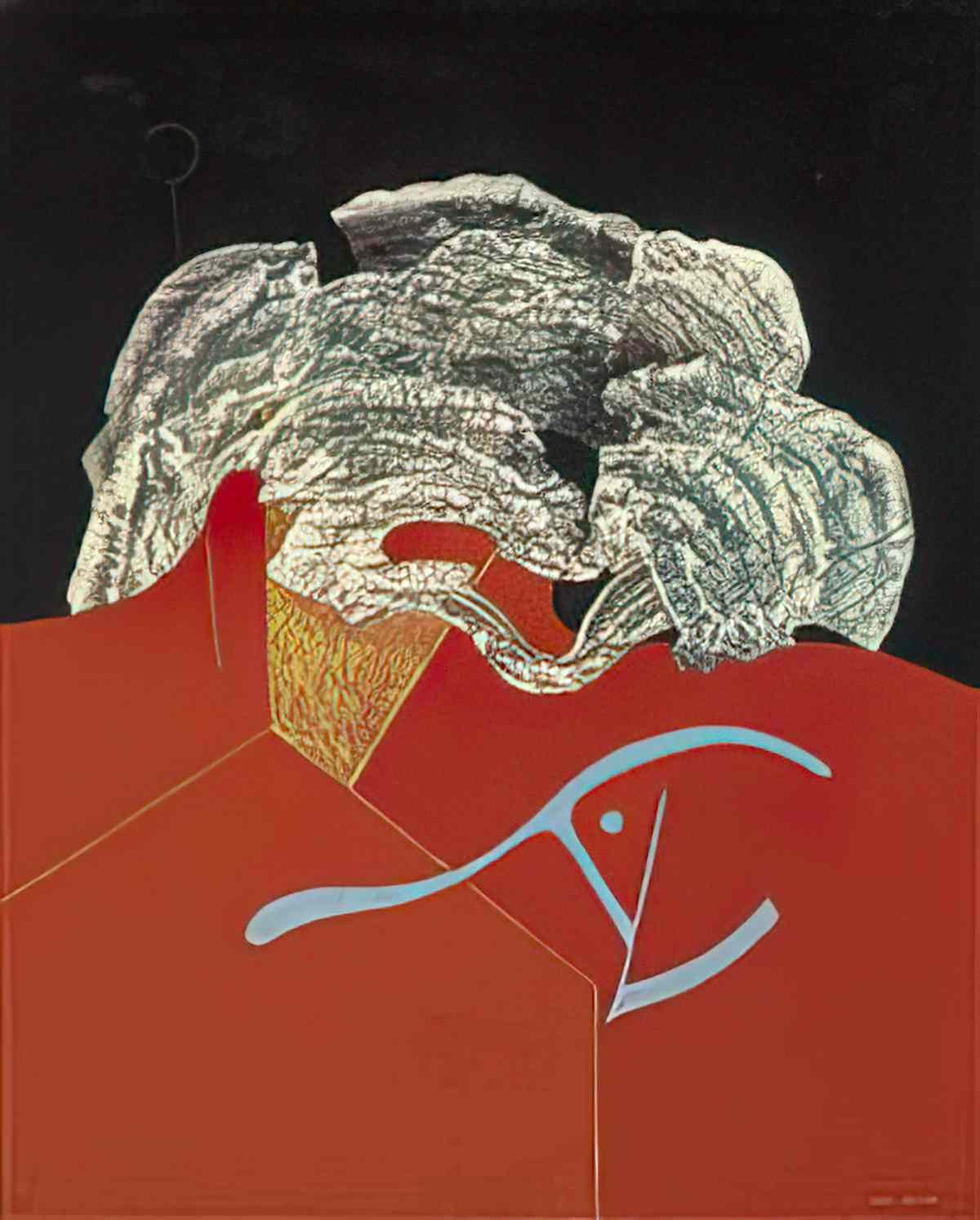 max ernst fleur coquille et tete danimal sur fond rouge et noir Art A4 Photo Print