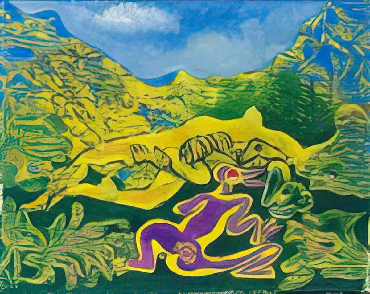max ernst nu allonge et personnage1 Art A4 Photo Print