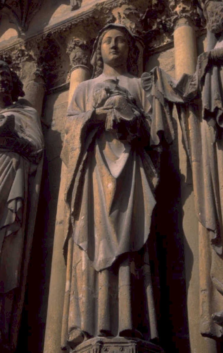 medieval statue notredame 1980s 1990s A4 Photo Print