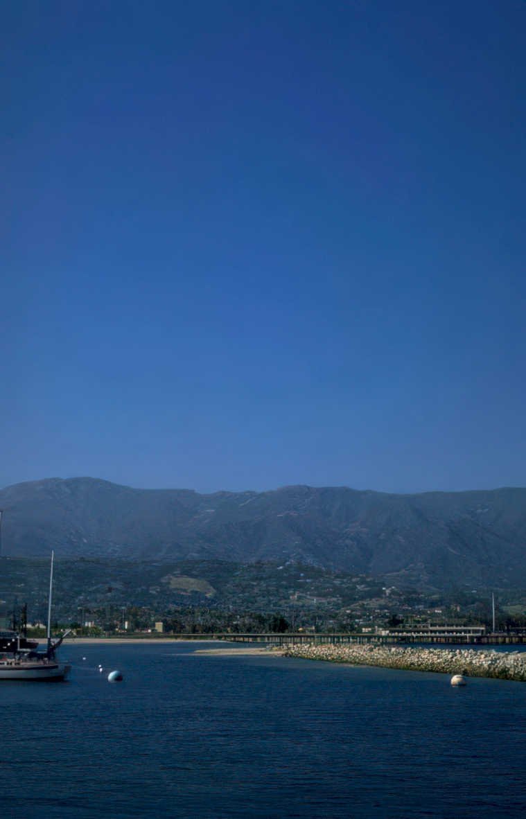 mediterranean coastline sailboats Vintage A4 Photo Print