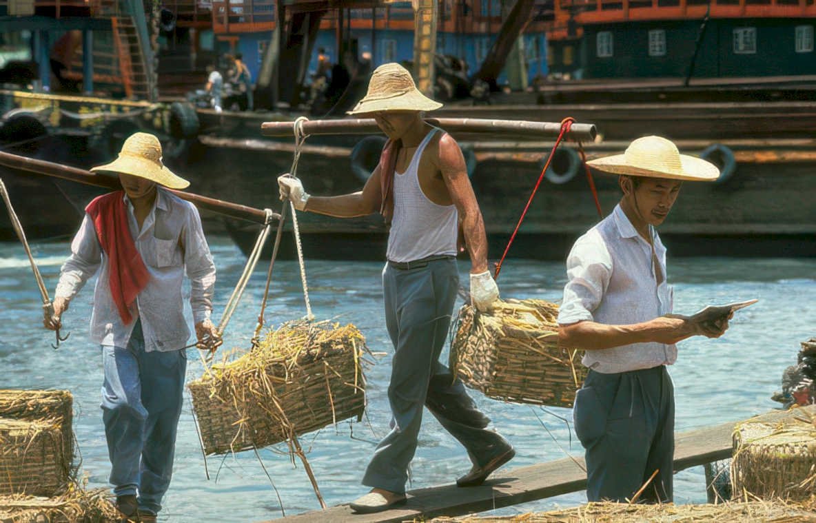 mekong river transport Vintage A4 Photo Print