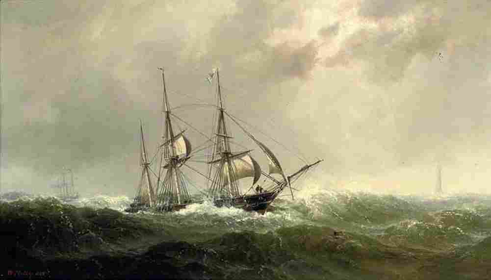 melb A Three masted Barque Reefed down in Heavy Weather Art A4 Photo Print