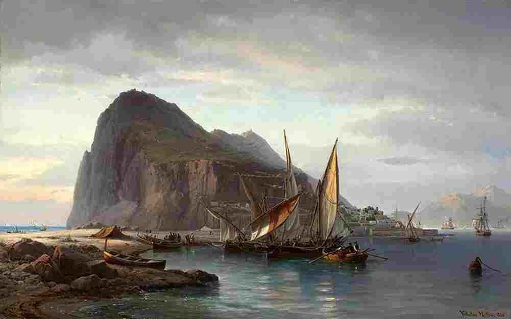 melb Shipping off Gibraltar main Art A4 Photo Print