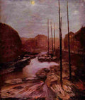 men Friedrich Canal in the Moonlight Art A4 Photo Print