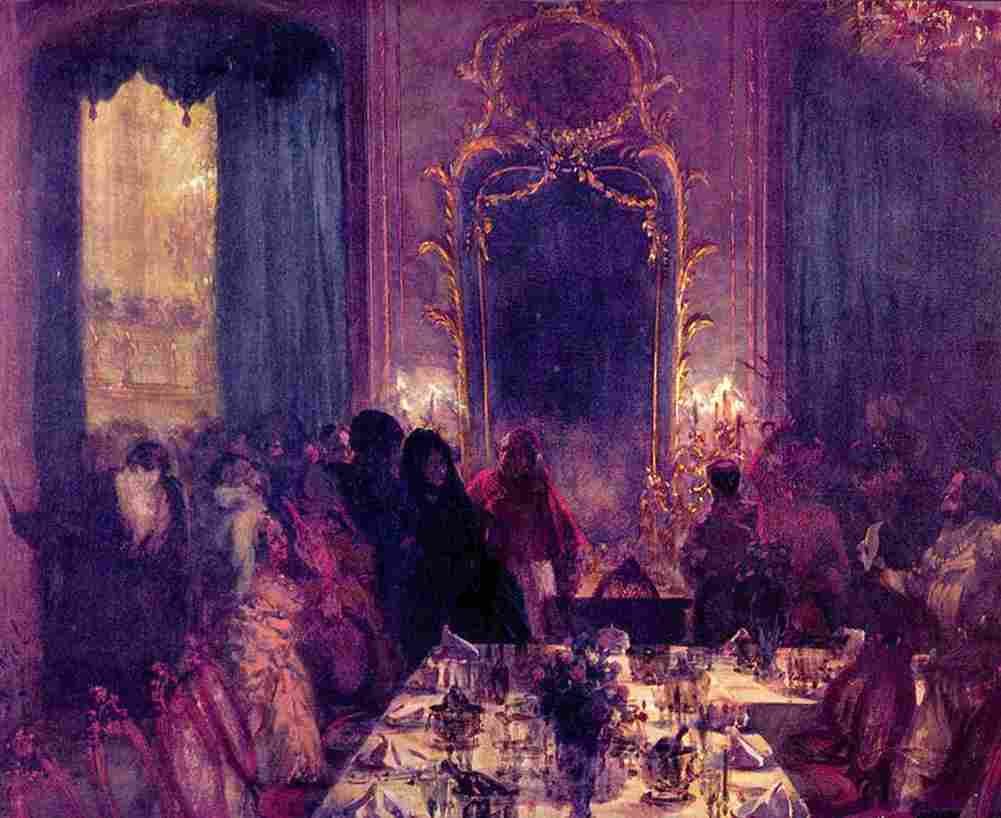 men Masked Dinner Art A4 Photo Print