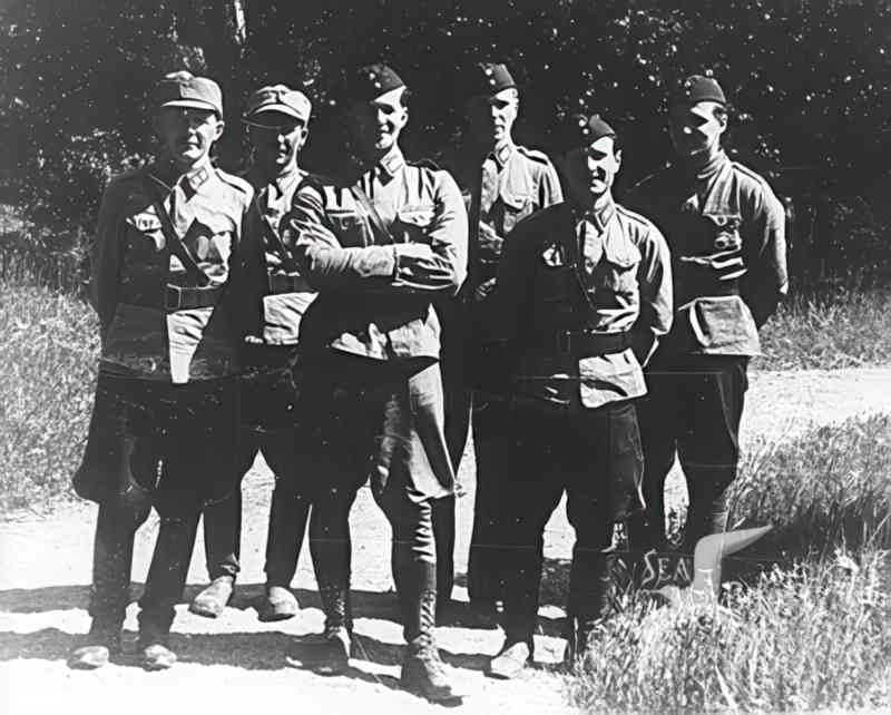 men uniforms road Vintage world war A4 Photo Print