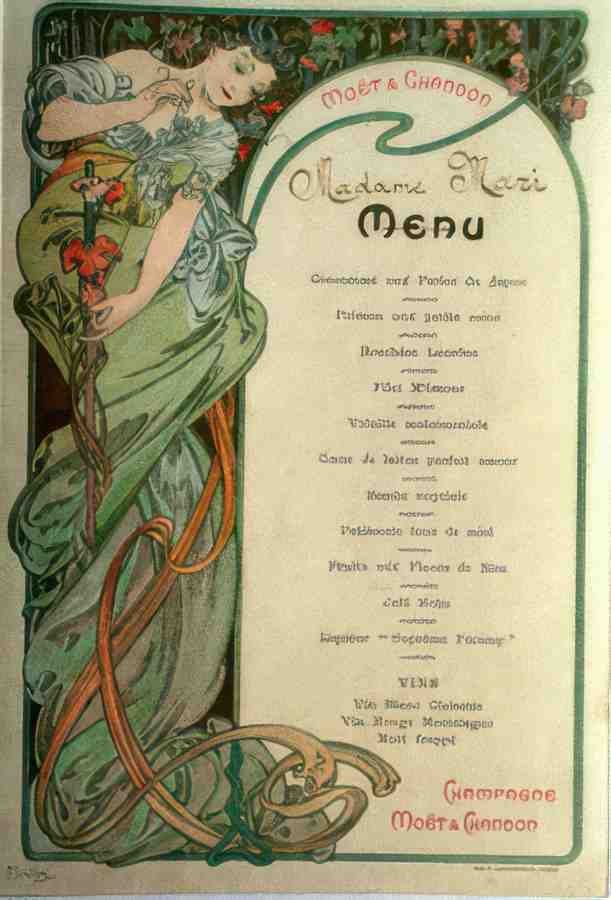 menu by Mucha 1 Vintage Advert A4 Photo Print