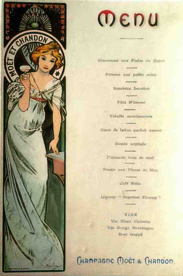 menu by Mucha 2 Vintage Advert A4 Photo Print