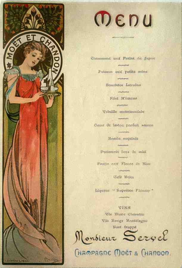 menu by Mucha 5 Vintage Advert A4 Photo Print