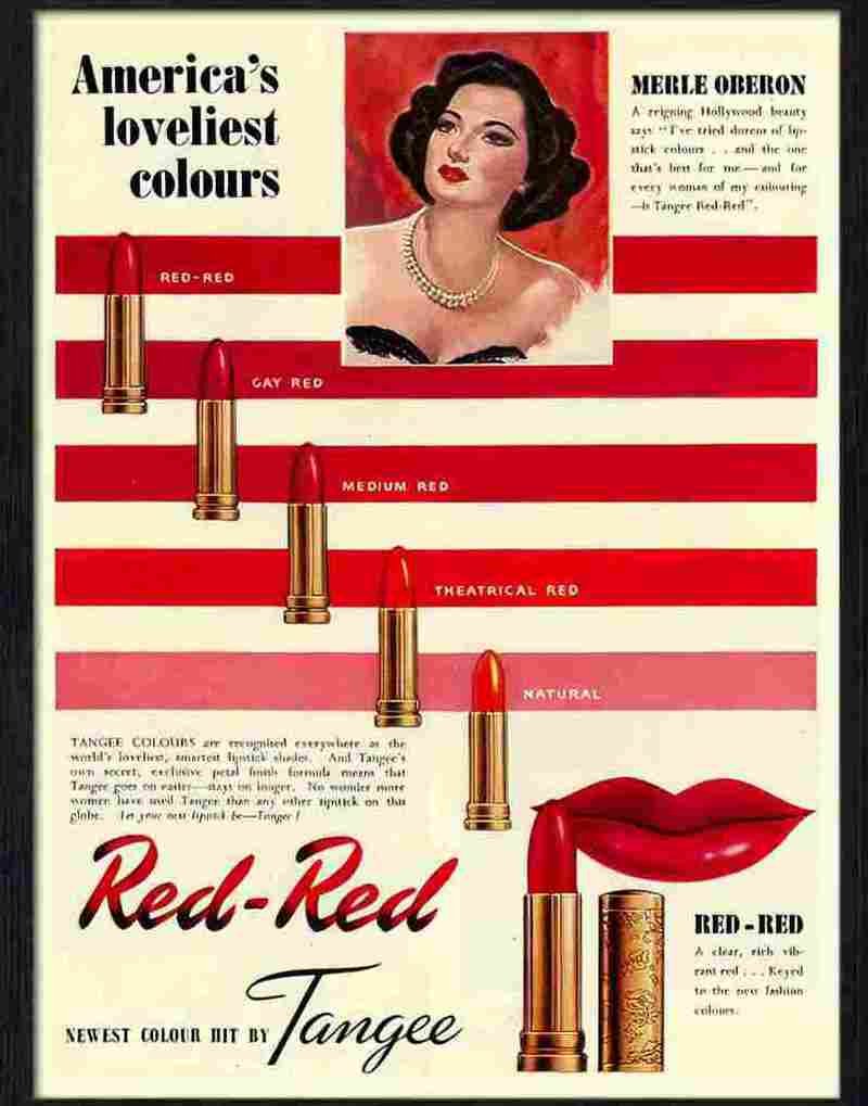 merle oberon red red tangee lipstick Advert A4 Photo Print