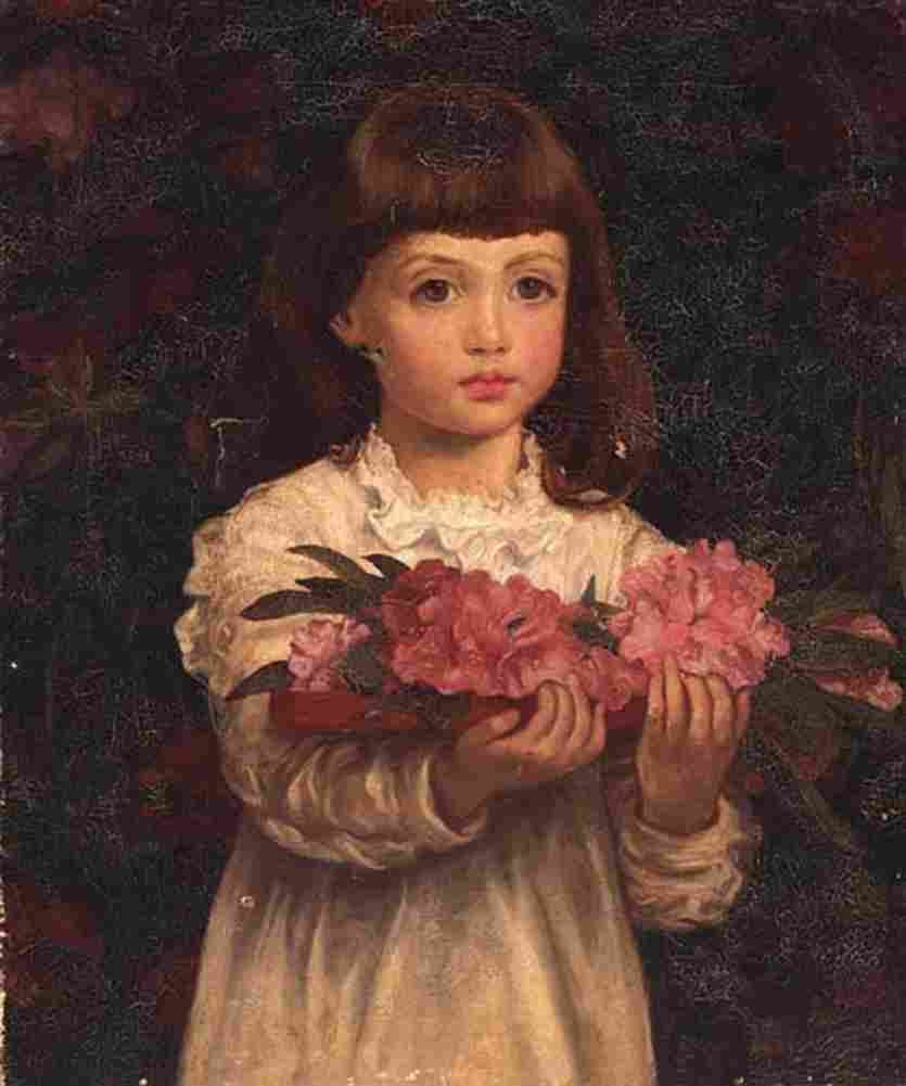 merritt A Girl Collecting Rhododendron Flowers Art A4 Photo Print