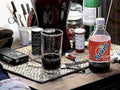 messy desk drinks1980s 1990s A4 Photo Print