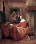met Woman Seated at a Table and a Man Tuning a Violin Art A4 Photo Print