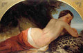 metrass woman lying on a leopard skin Art A4 Photo Print