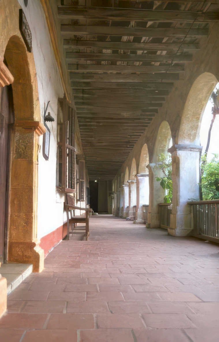 mexican colonial courtyard Vintage A4 Photo Print