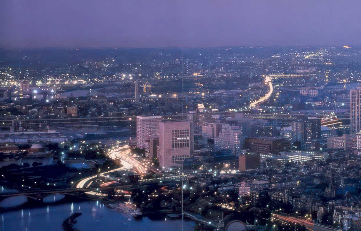 miami dusk cityscape Vintage A4 Photo Print