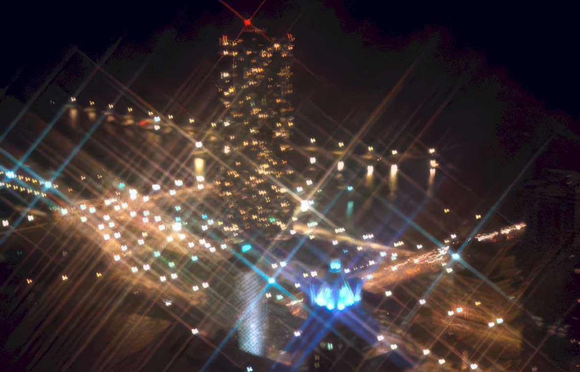 miami night cityscape Vintage A4 Photo Print