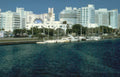 miami skyline boats Vintage A4 Photo Print