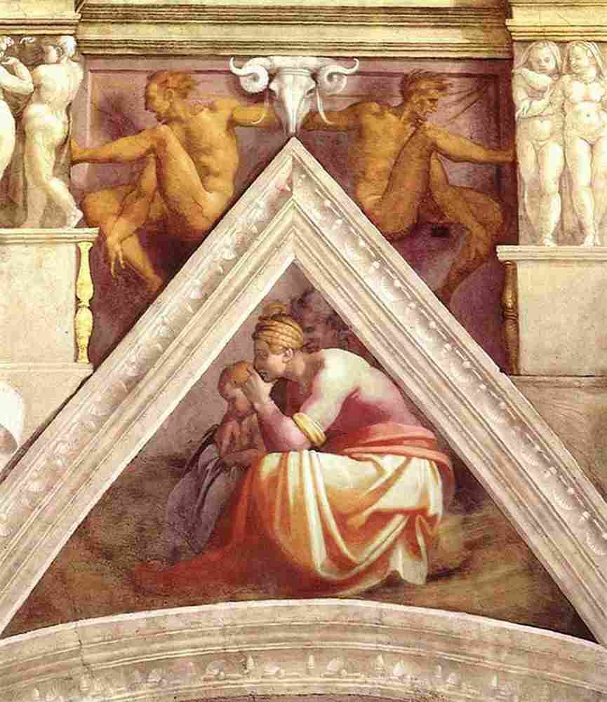 michelangelo Ancestors of Christ figures five Art A4 Photo Print