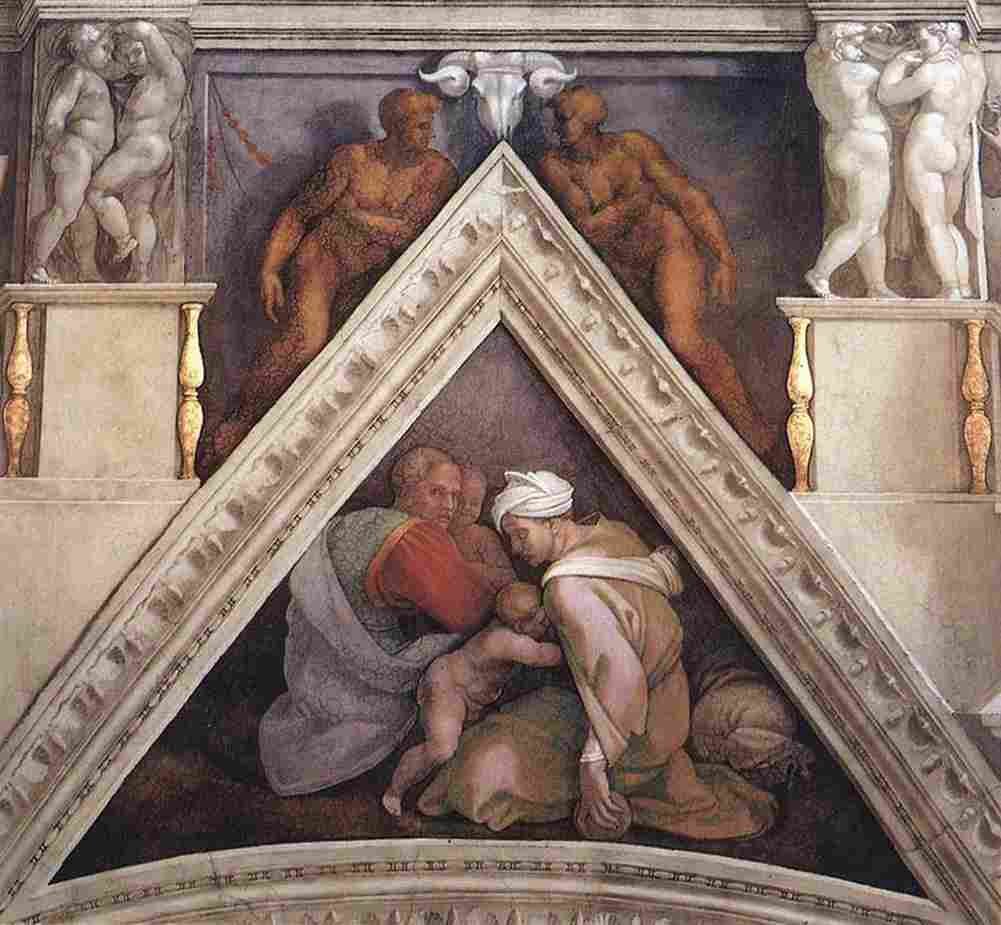 michelangelo Ancestors of Christ figures three Art A4 Photo Print
