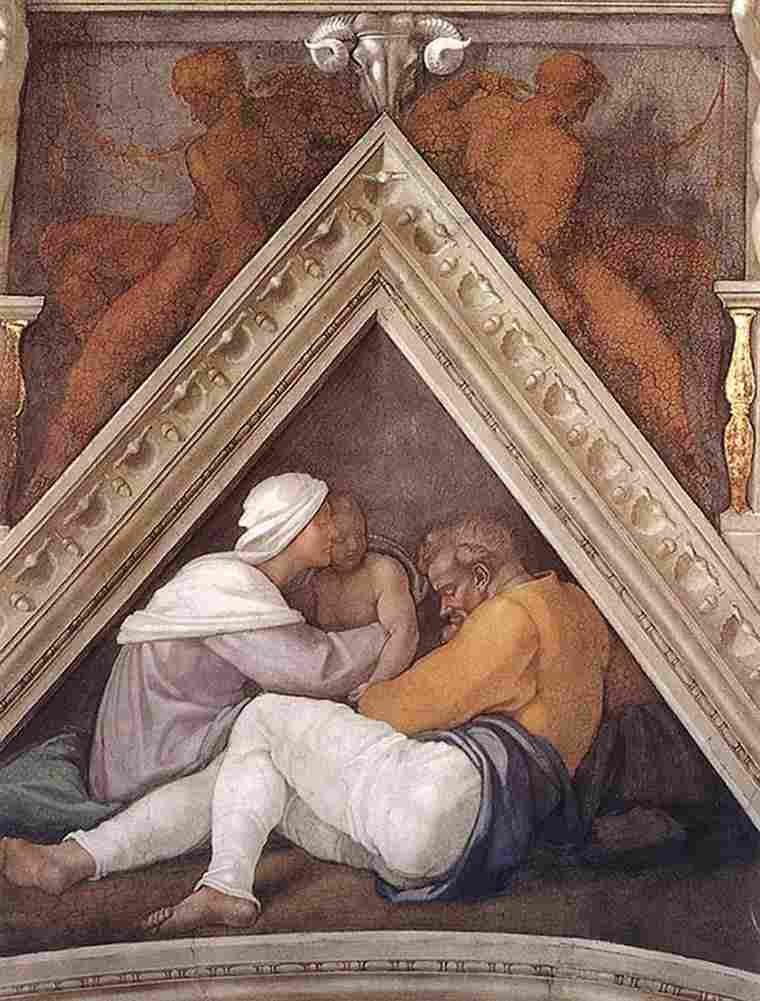 michelangelo Ancestors of Christ figures two Art A4 Photo Print