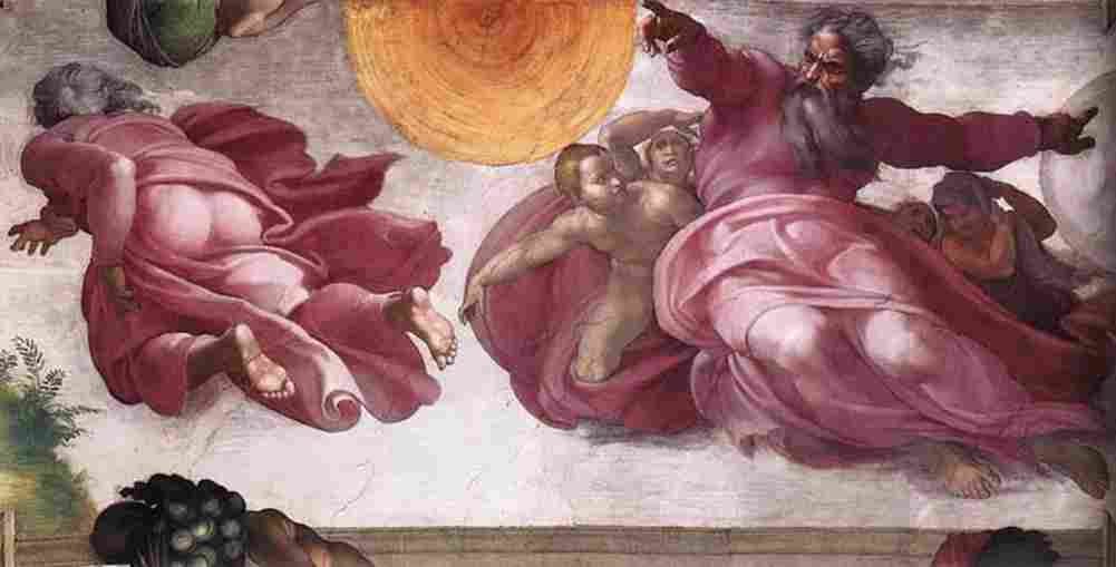 michelangelo Creation of the Sun Moon and Plants Art A4 Photo Print