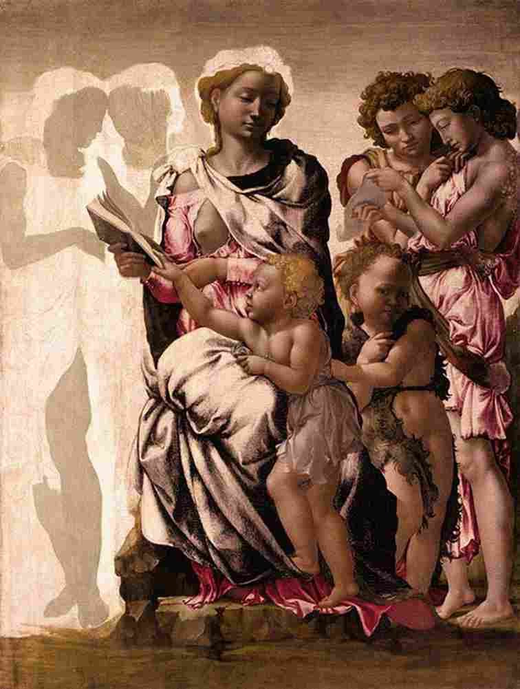 michelangelo Virgin and Child with Saint John and Angels Art A4 Photo Print