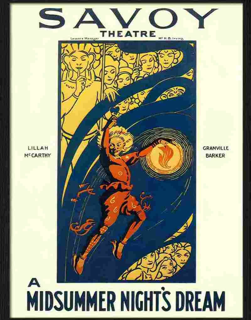 midsummer nights dream savoy theatre poster 1910s Advert A4 Photo Print
