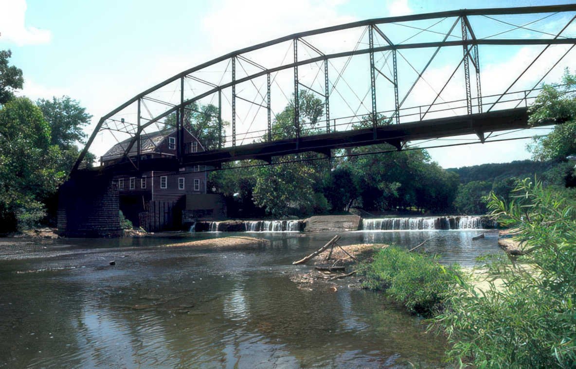 mill bridge waterfall Vintage A4 Photo Print