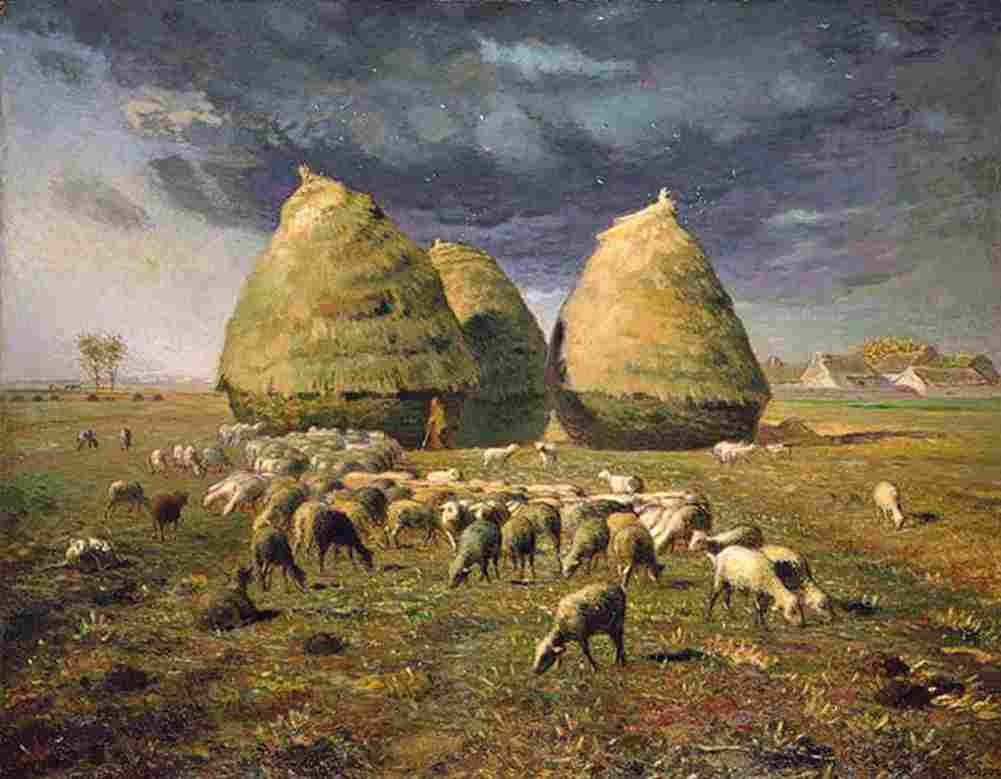 millet jean francois haystacks autumn Art A4 Photo Print