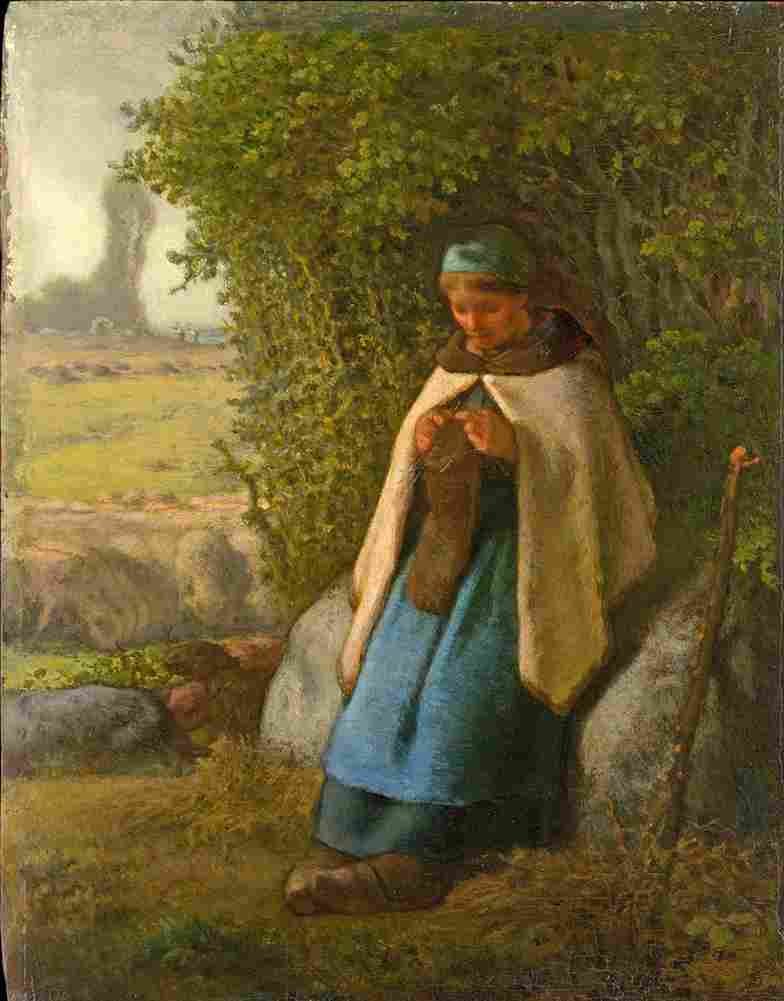 millet jean francois shepherdess seated on a rock Art A4 Photo Print