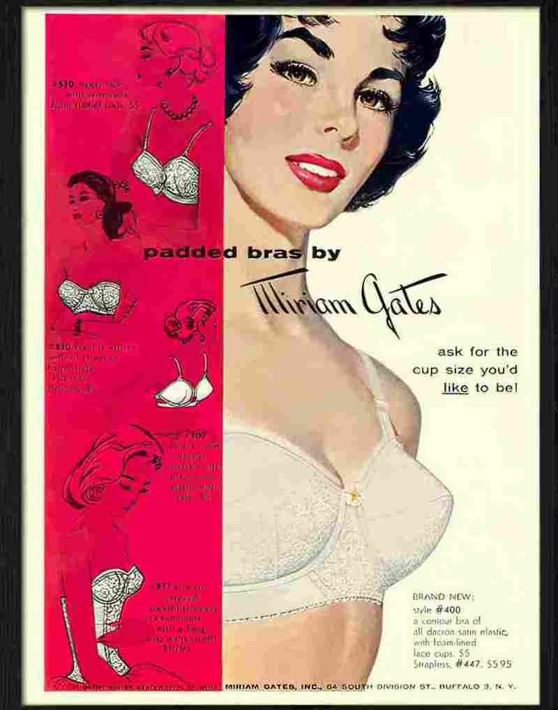 miriam gates padded bras 1950s Advert A4 Photo Print